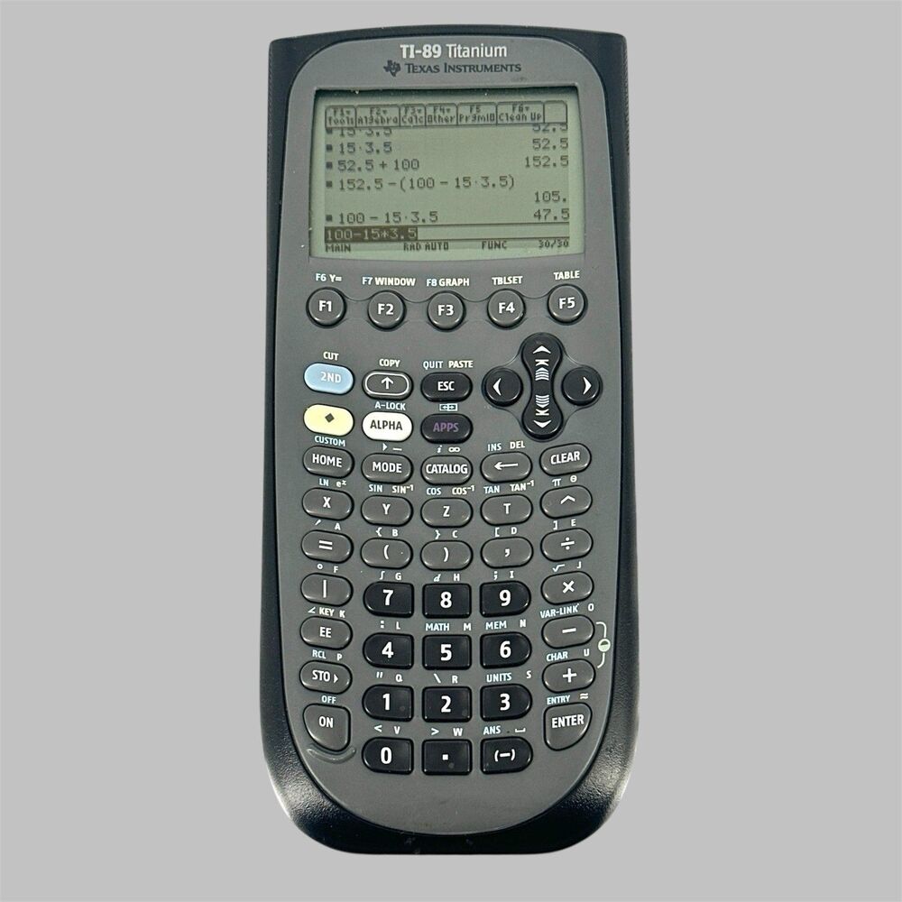 Texas Instruments TI-89 Titanium Graphing Calculator With Cover Tested Dark Grey